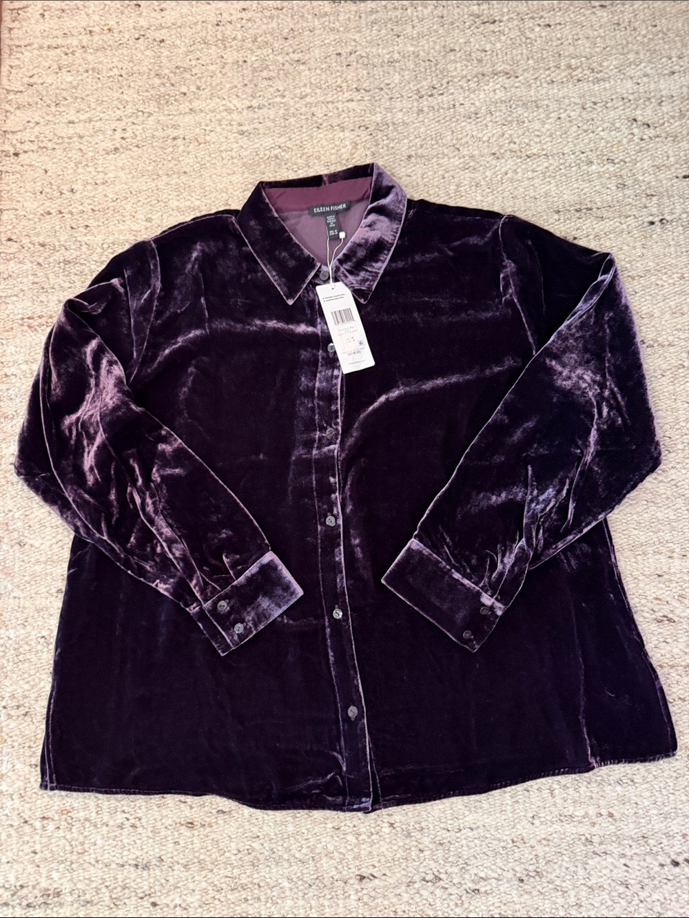 NWT Eileen Fisher Velvet Classic Collar Shirt - Medium Violet